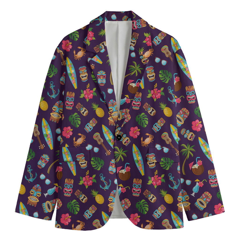 Summer Totem Pattern Print Men's Cotton Blazer