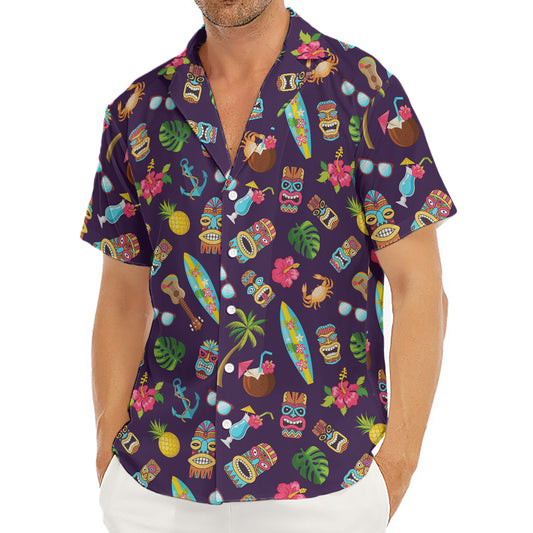 Summer Totem Pattern Print Men's Deep V-Neck Shirt