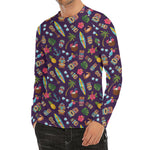 Summer Totem Pattern Print Men's Long Sleeve Rash Guard