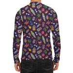 Summer Totem Pattern Print Men's Long Sleeve Rash Guard