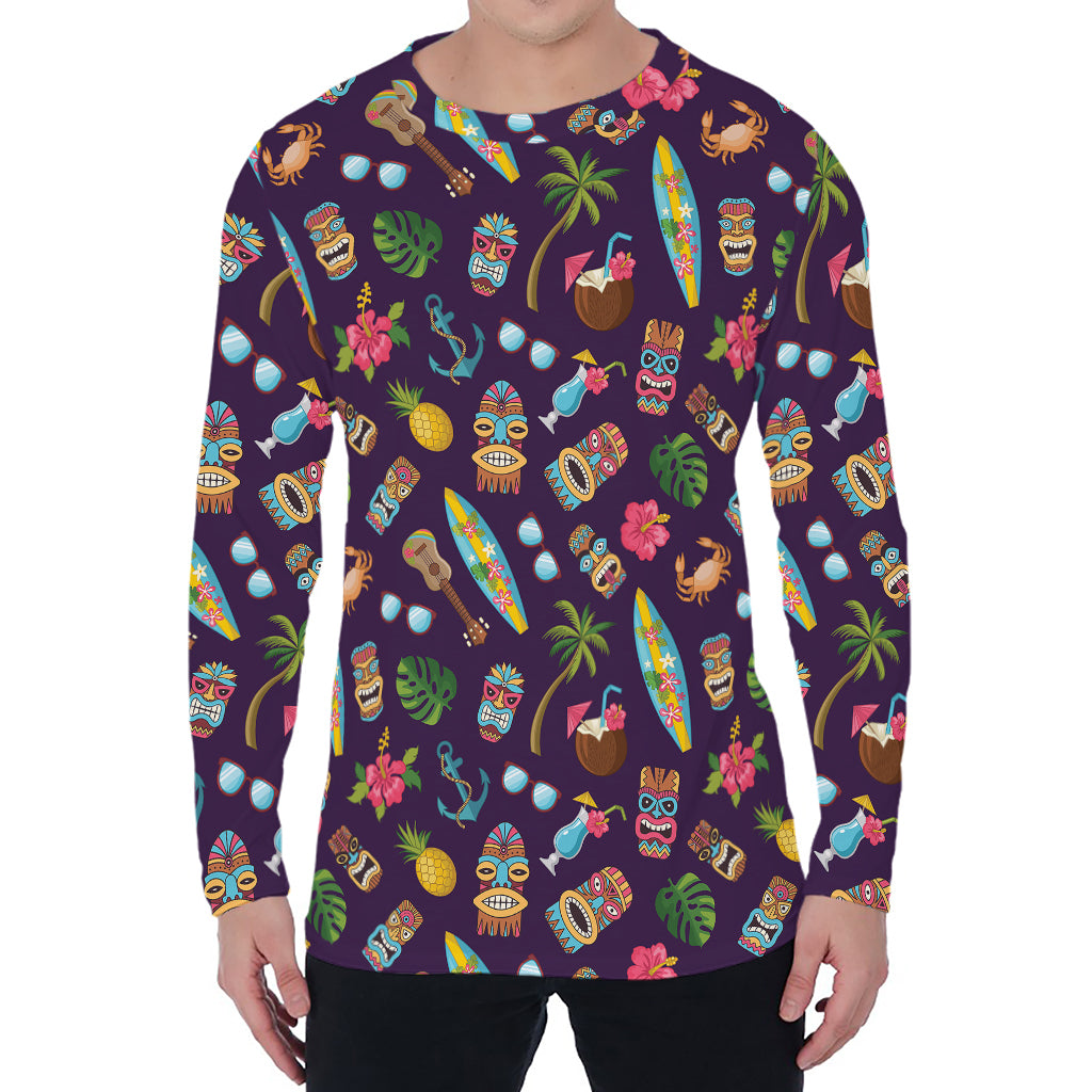 Summer Totem Pattern Print Men's Long Sleeve T-Shirt