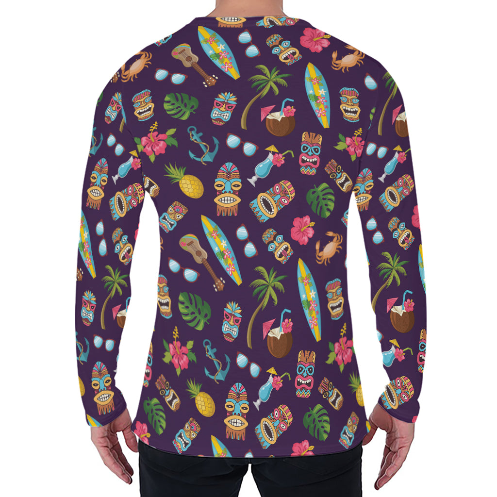 Summer Totem Pattern Print Men's Long Sleeve T-Shirt