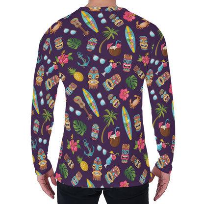 Summer Totem Pattern Print Men's Long Sleeve T-Shirt