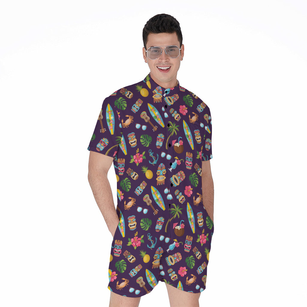 Summer Totem Pattern Print Men's Rompers