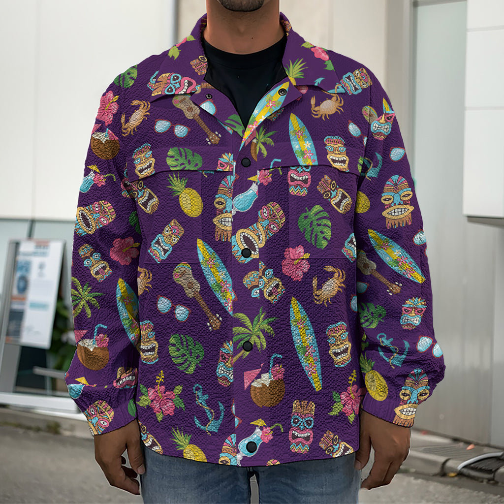 Summer Totem Pattern Print Men's Shirt Jacket