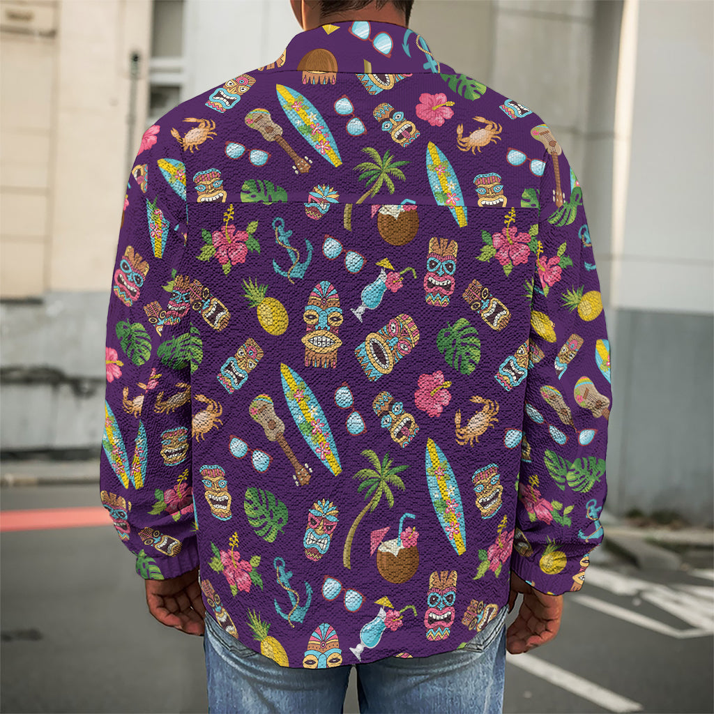 Summer Totem Pattern Print Men's Shirt Jacket