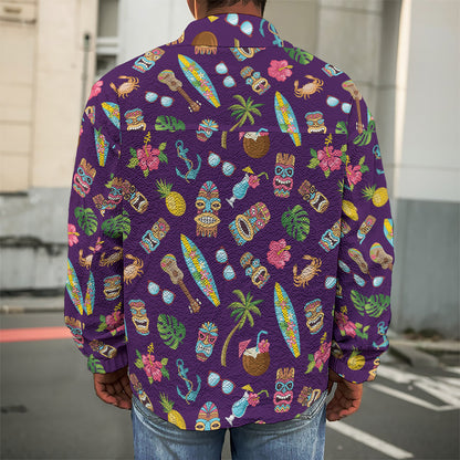 Summer Totem Pattern Print Men's Shirt Jacket