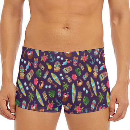 Summer Totem Pattern Print Men's Short Boxer Briefs
