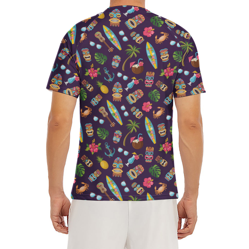 Summer Totem Pattern Print Men's Short Sleeve Rash Guard