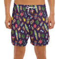 Summer Totem Pattern Print Men's Split Running Shorts