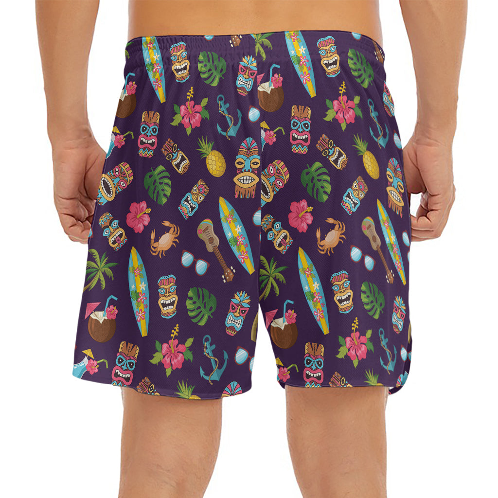 Summer Totem Pattern Print Men's Split Running Shorts
