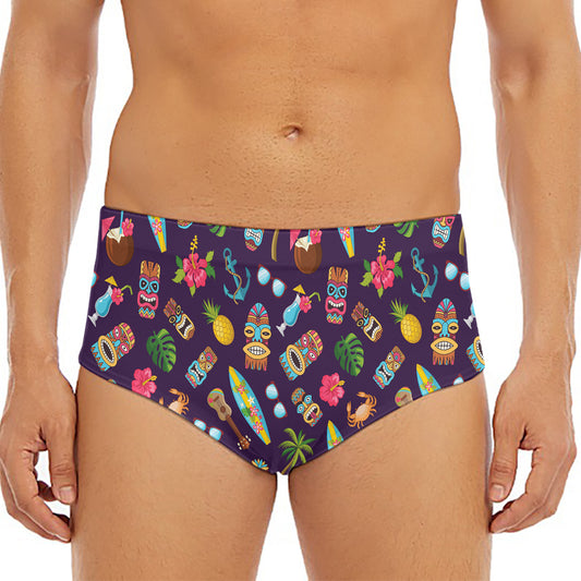 Summer Totem Pattern Print Men's Triangle Swim Briefs