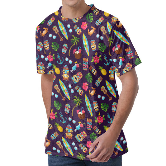 Summer Totem Pattern Print Men's Velvet T-Shirt