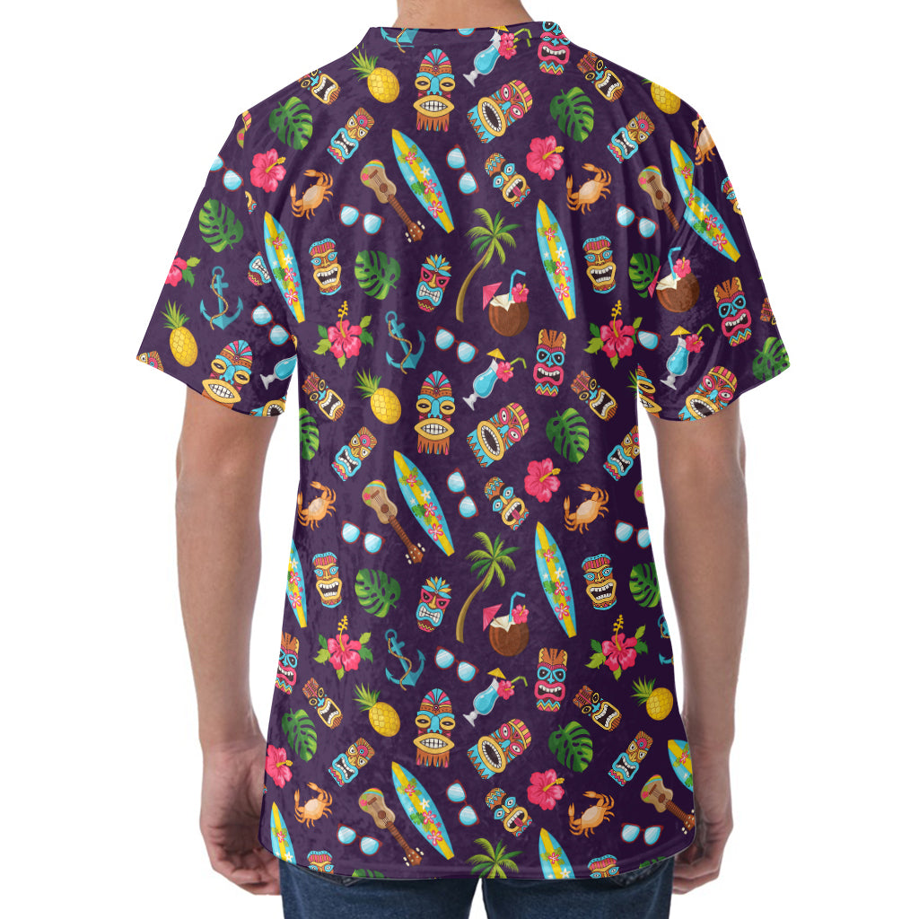 Summer Totem Pattern Print Men's Velvet T-Shirt