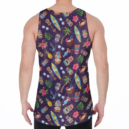 Summer Totem Pattern Print Men's Velvet Tank Top