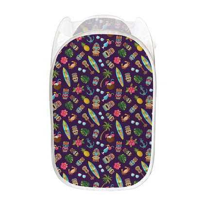 Summer Totem Pattern Print Mesh Laundry Hamper