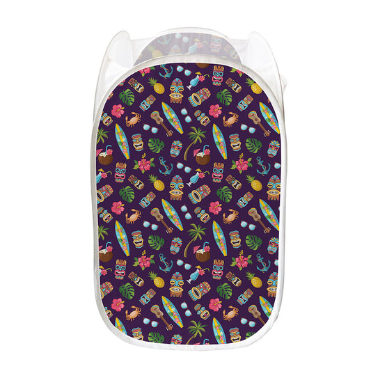 Summer Totem Pattern Print Mesh Laundry Hamper