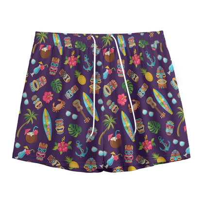 Summer Totem Pattern Print Mesh Shorts