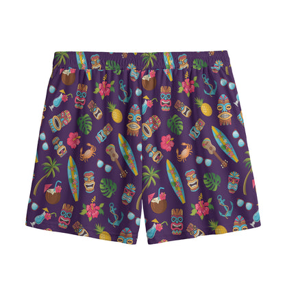 Summer Totem Pattern Print Mesh Shorts