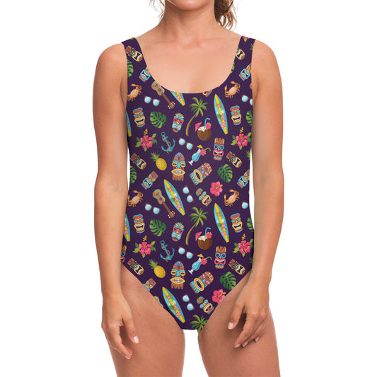 Summer Totem Pattern Print One Piece Swimsuit