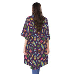 Summer Totem Pattern Print Open Front Beach Cover Up
