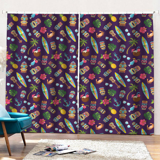Summer Totem Pattern Print Pencil Pleat Curtains