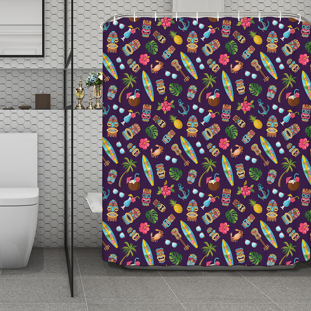 Summer Totem Pattern Print Polyester Shower Curtain