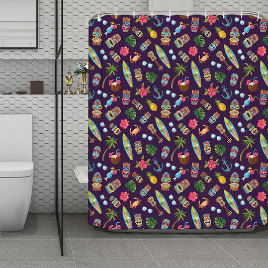 Summer Totem Pattern Print Polyester Shower Curtain