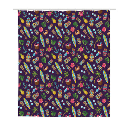 Summer Totem Pattern Print Polyester Shower Curtain