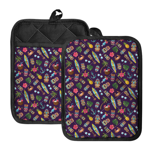 Summer Totem Pattern Print Pot Holders With Pocket