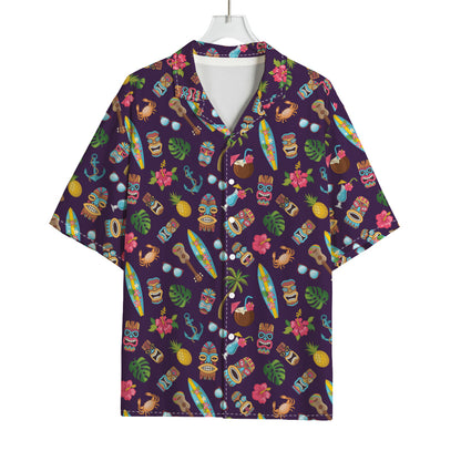 Summer Totem Pattern Print Rayon Hawaiian Shirt
