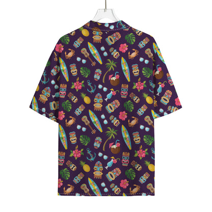 Summer Totem Pattern Print Rayon Hawaiian Shirt