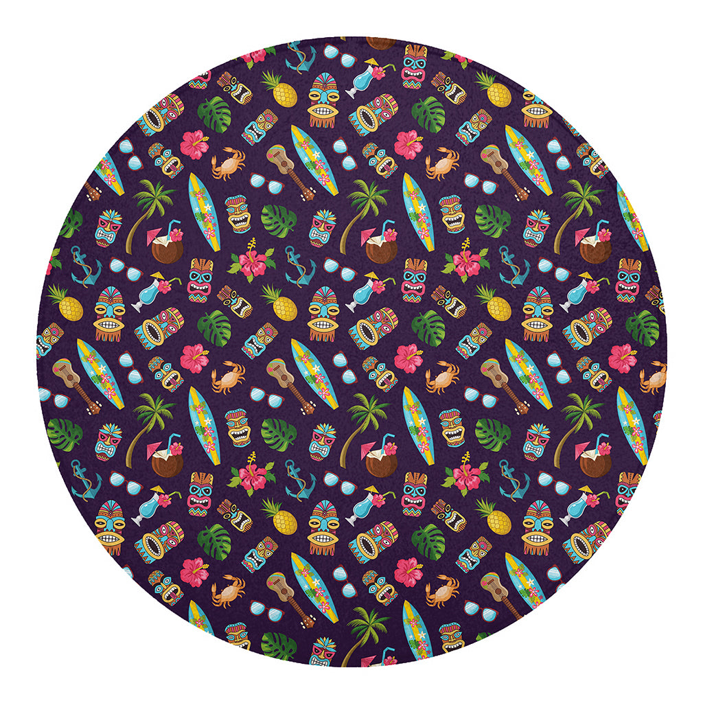 Summer Totem Pattern Print Round Blanket