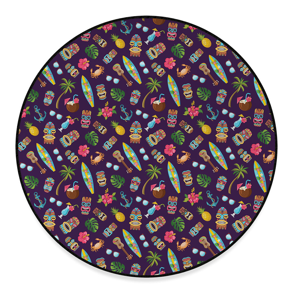 Summer Totem Pattern Print Round Floor Mat
