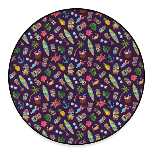 Summer Totem Pattern Print Round Floor Mat