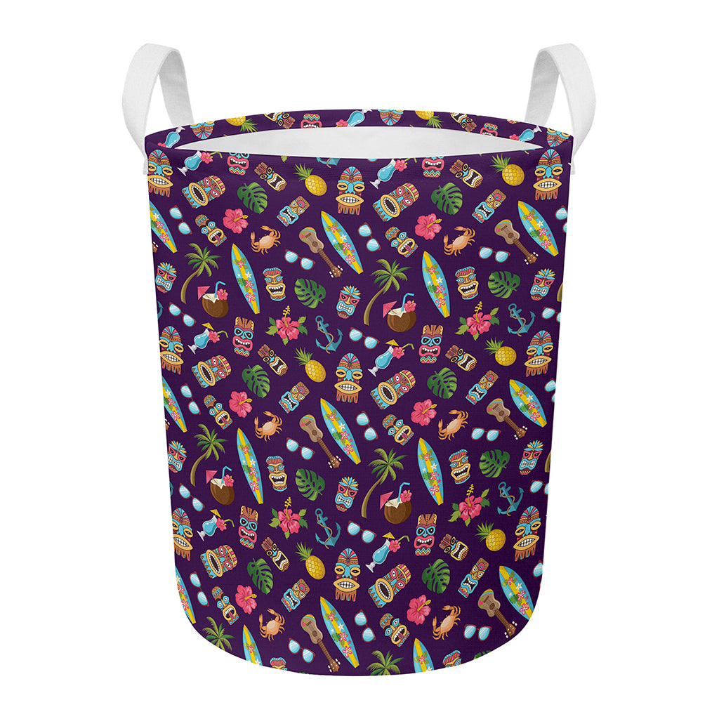 Summer Totem Pattern Print Round Laundry Basket