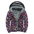 Summer Totem Pattern Print Sherpa Lined Zip Up Hoodie