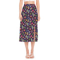 Summer Totem Pattern Print Side Slit Midi Skirt