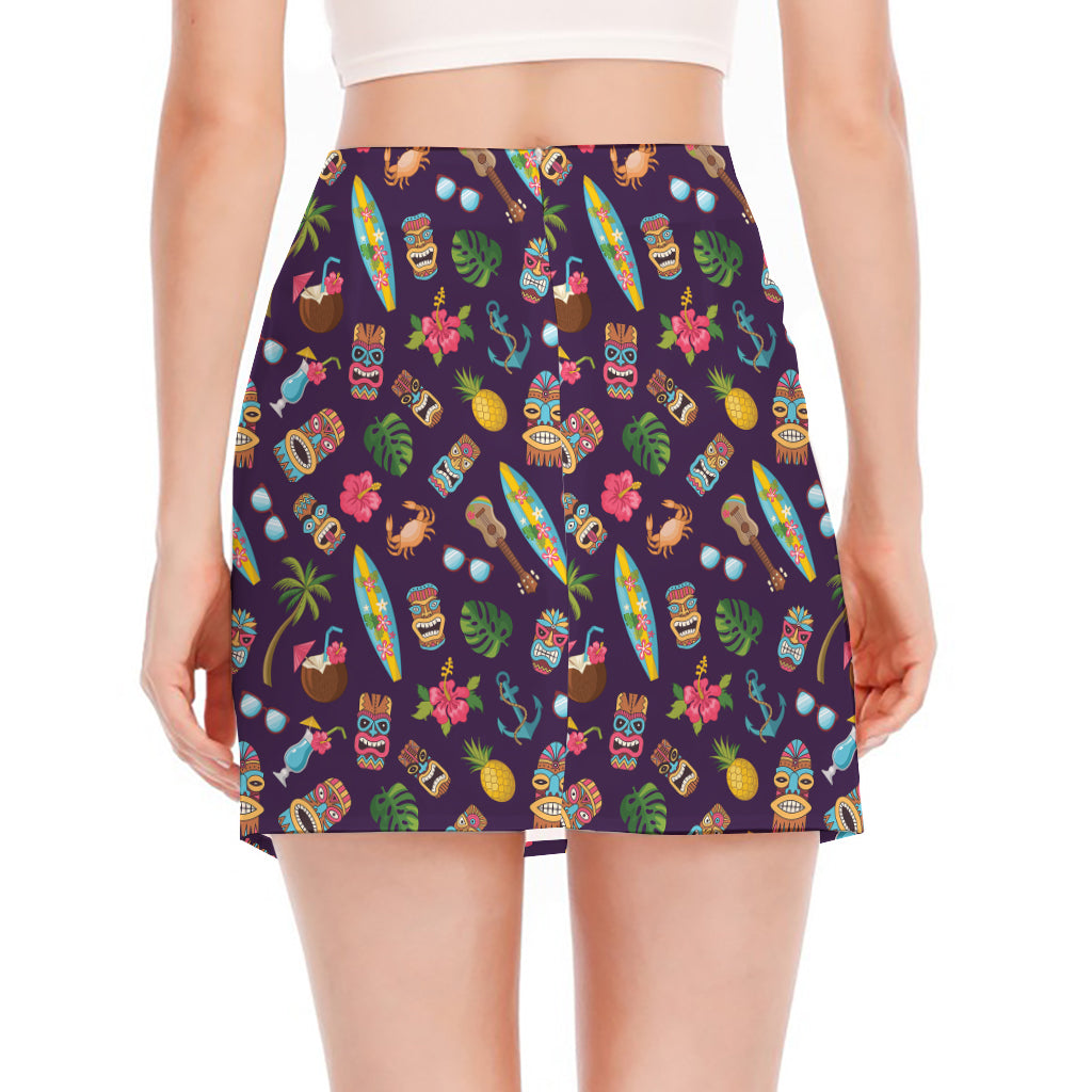 Summer Totem Pattern Print Side Slit Mini Skirt
