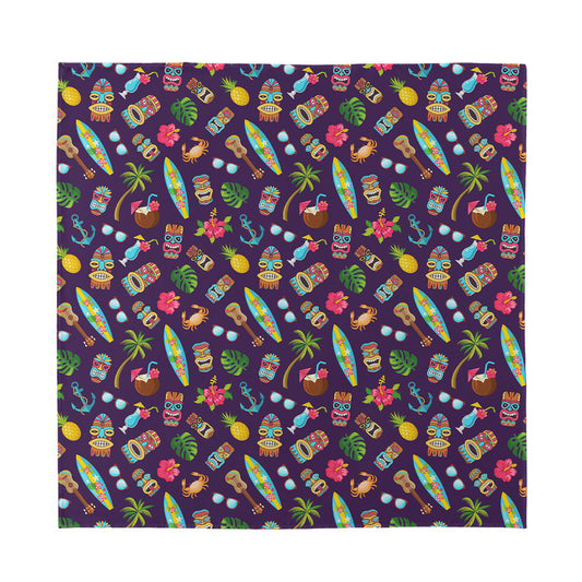 Summer Totem Pattern Print Silk Bandana