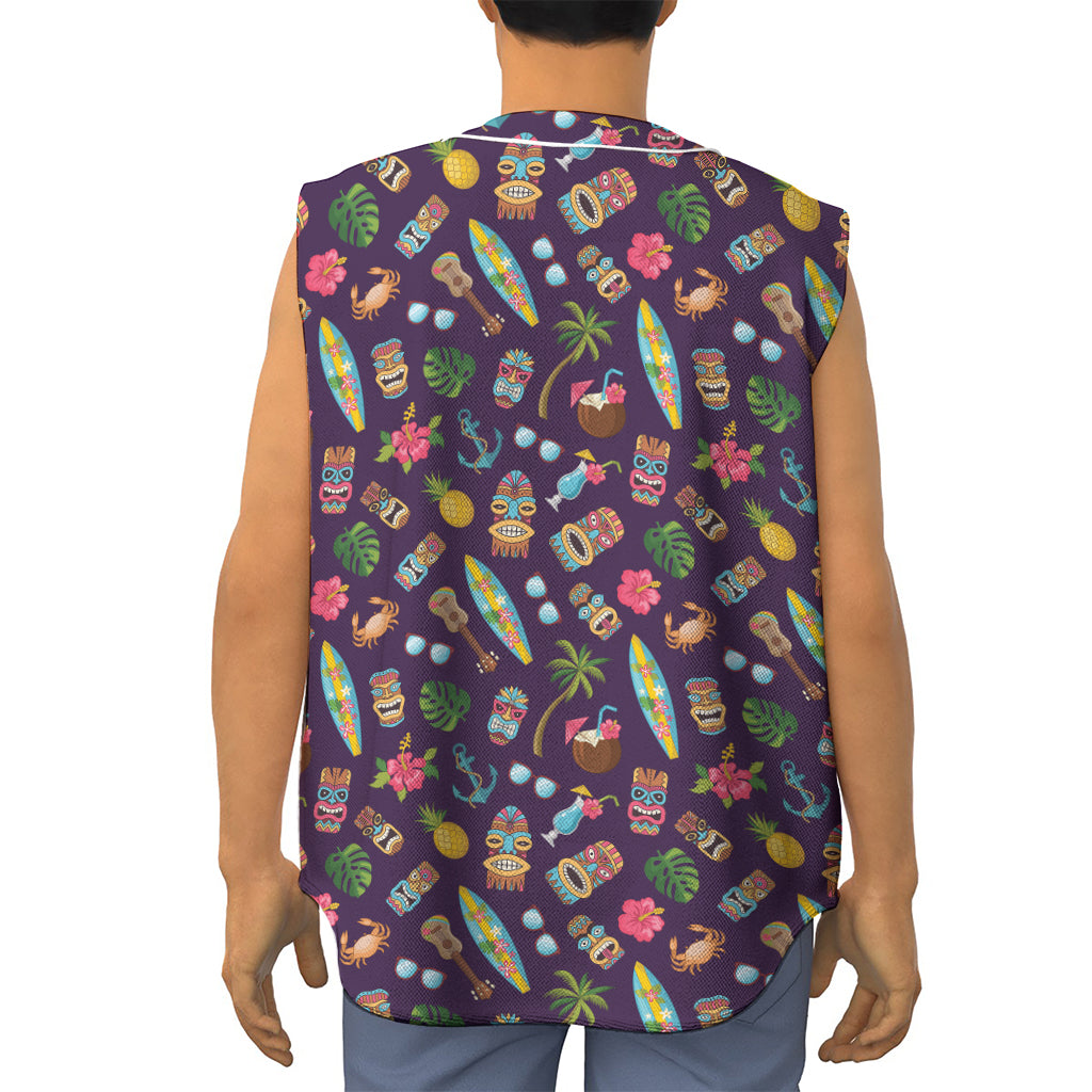 Summer Totem Pattern Print Sleeveless Baseball Jersey