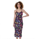 Summer Totem Pattern Print Slim Fit Midi Cami Dress
