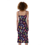 Summer Totem Pattern Print Slim Fit Midi Cami Dress