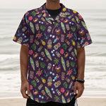 Summer Totem Pattern Print Textured Short Sleeve Shirt