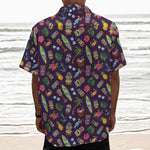 Summer Totem Pattern Print Textured Short Sleeve Shirt