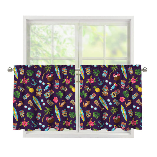 Summer Totem Pattern Print Tier Curtains