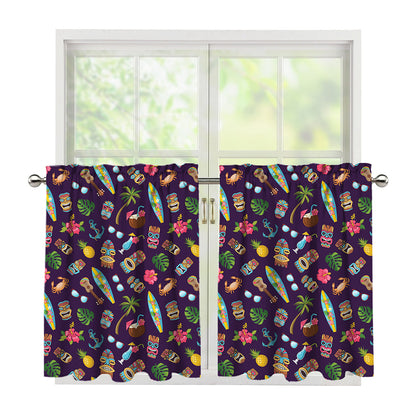 Summer Totem Pattern Print Tier Curtains