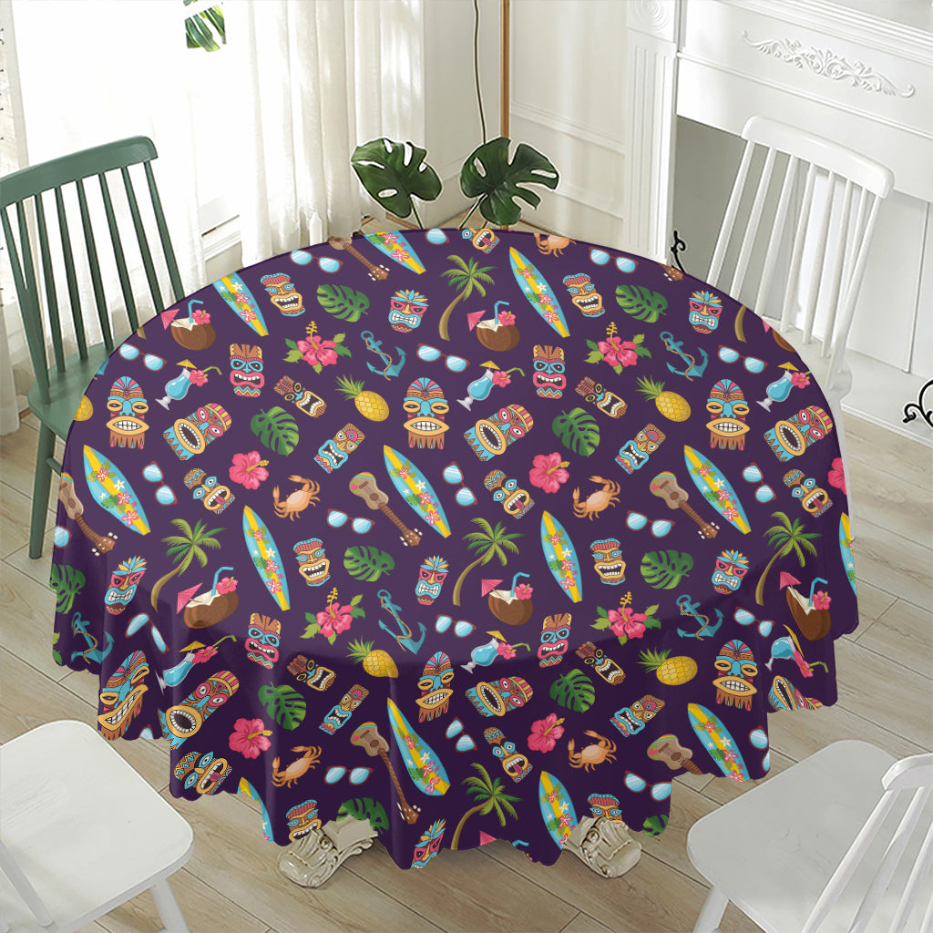 Summer Totem Pattern Print Waterproof Round Tablecloth