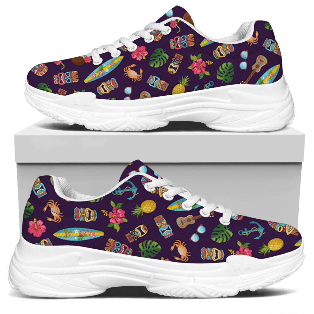 Summer Totem Pattern Print White Chunky Shoes