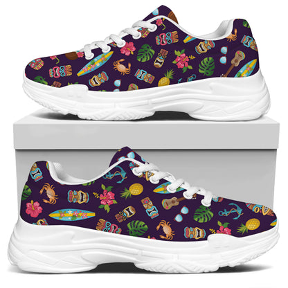Summer Totem Pattern Print White Chunky Shoes